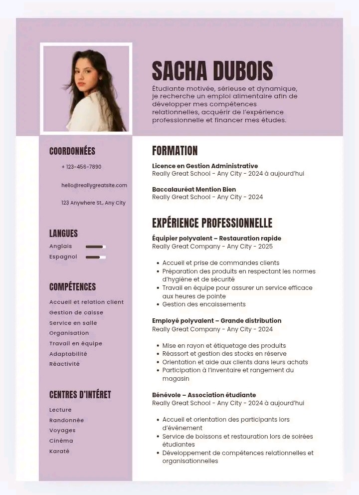 Modèle CV 2